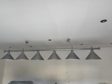 CHROME FULL SIZE SNOOKER TABLE LIGHTING LIGHT RAIL BAR 6 SHADES COLLECTION ONLY