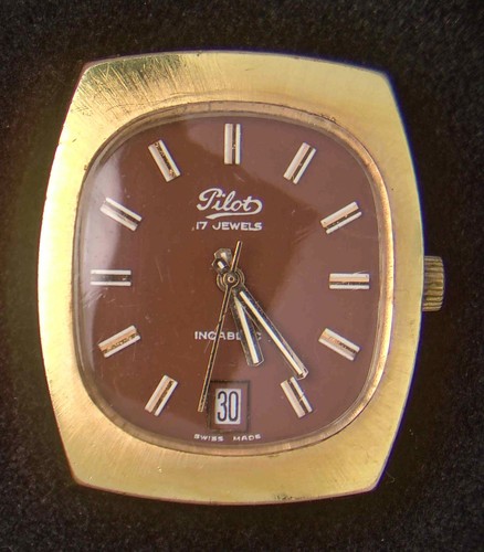 Pilot orange brown - dial, men's