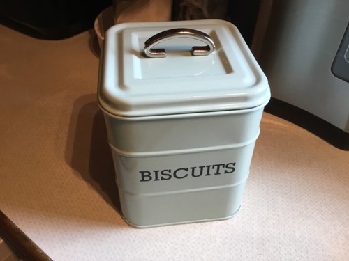 Enamel biscuit tin square - enamel,