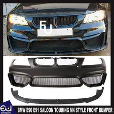 FOR BMW E90 E91 SALOON TOURING M4 STYLE FRONT BUMPER SPLITTER KIT NO PDC 05-08