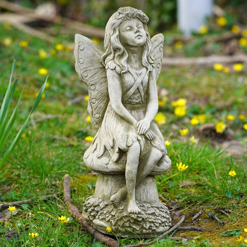 Moon gazing fairy stone - stone, statue