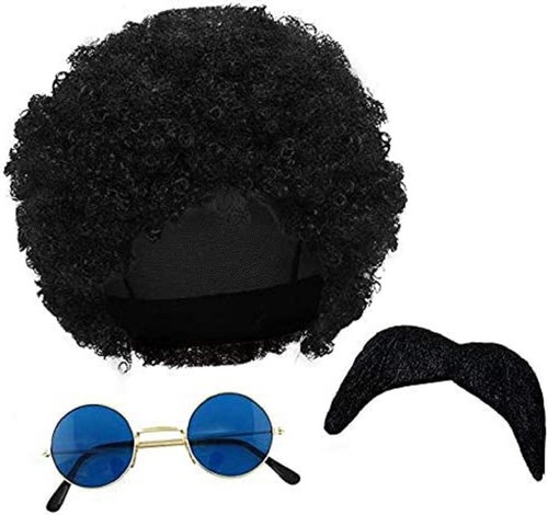 Adult hippie set black afro - adult,