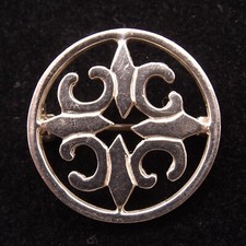 Sterling silver brooch St Magnus Cross design small round shape by Ortak Orkney