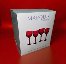 *NEW* MARQUIS by WATERFORD Brookside Red Crystal Wine Glasses 8.5" Box Set of 4
