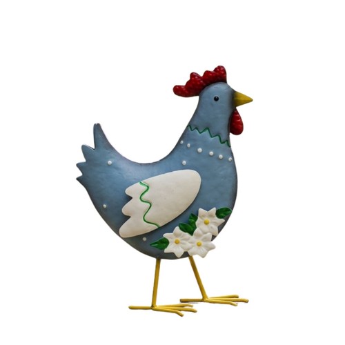 Metal rooster garden statue - metal,