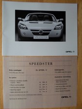 OPEL SPEEDSTER orig 2000 Swiss Mkt Brochure Depliant in French - Vauxhall VX220