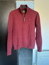 Superdry Men’s Essential Embroidered Knit Half Zip Jumper – Vineyard Red Small