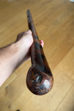 Heavy Antique 19th Century Irish Blackthorn Wood Shillelagh Walking Cane 84cm