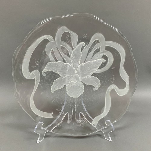 Cake glass serving chop plate - glass,