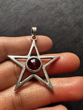 925 Sterling Silver Garnet Star  Pendant