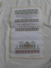 PRINTED TAPESTRY CANVAS ~ SAMPLER STYLE TAPESTRY BOX ~ UNUSUAL DESIGN