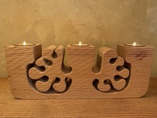 Gunnar Kanevad Signed Wooden Candle Tealight Holder Scandinavian Folk Art 1991