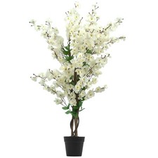 Artificial Cherry Blossom Tree Realistic White Wintersweet Flowers Plant in Pot