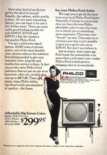 PHILCO-FORD Large Screen Colour TV 1967 Advert Print: Small Original Ad to Frame