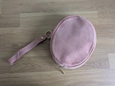 Jigsaw Pink Suede Clutch Bag With Wrist Strap