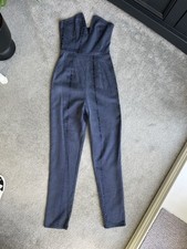 Missguided Navy Blue Croc Snake Animal Print Bandeau Jumpsuit / Catsuit 