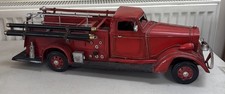 Large METAL RUSTIC TIN VINTAGE FIRE ENGINE ORNAMENT