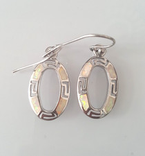 Gorgeous Real Fire Opal Stone Meander Drop Earrings 925 Solid Silver #22904