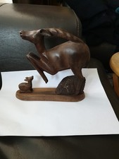 1960s Retro Wooden Gazelle Animal Ornaments