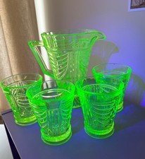 Uranium Glass Art Deco Sowerby