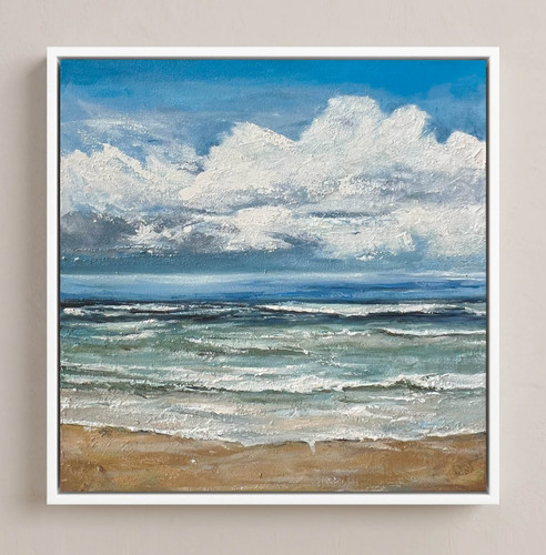 Framed seascape oil - seascape, painting