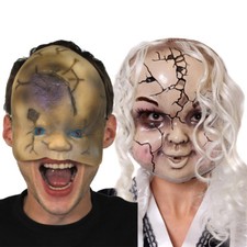 CRACKED DOLL MASK HALLOWEEN CREEPY ACCESSORY BROKEN CHINA BABY FANCY DRESS