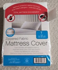 Sultan's Linens Zippered Fabric Mattress Cover For Twin Size Bed 25