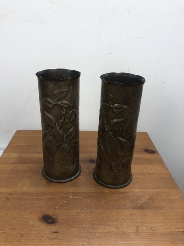 Ww1 trench art shells - pair,