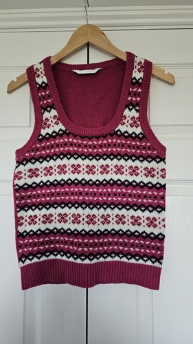 Magenta fair isle knit vest - isle,