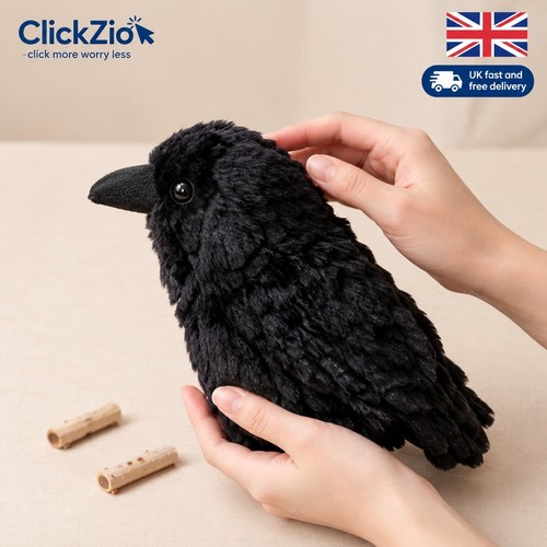Kawaii black crow plush toy - black,