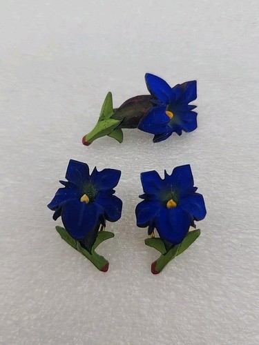 Vtg celluloid blue iris violet - iris,