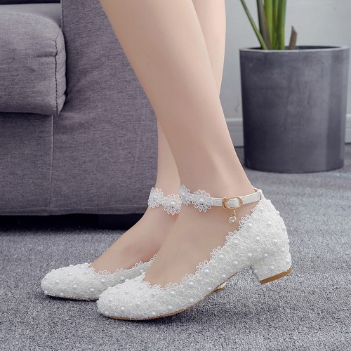 Womens white lace pearl ankle - lace,