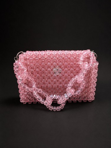 Handmade pink beaded handbag - handmade,