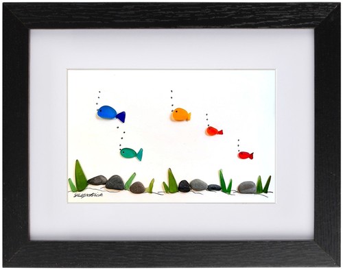 Rainbow fish sea glass - rainbow,