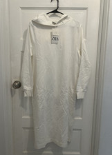 ZARA White Hooded Knit Cotton