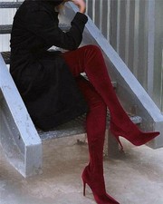 Ladies Thigh High Boots Velvet