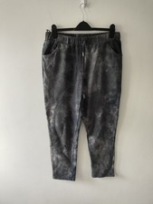 Saloos Womens Trousers Joggers Size 18 Summer Casual Grey Pocket Tie-dye Cotton 