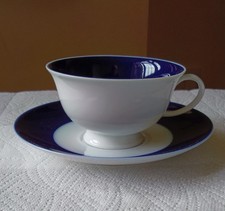 Rosenthal - Classic Rose Cobalt Blue Stripe Cup And Saucer White Rim