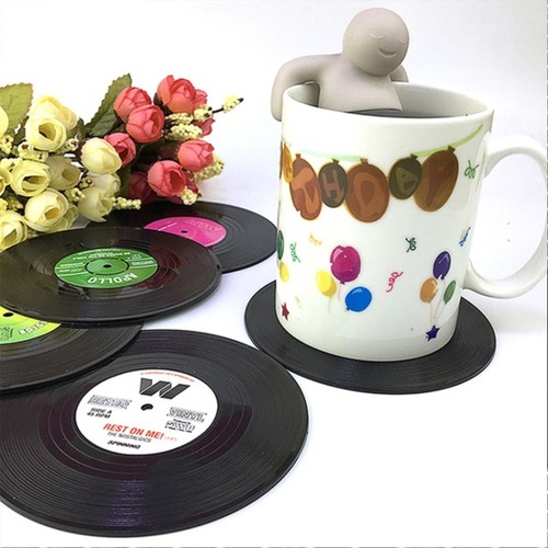 Retro black vinyl record - black,