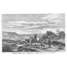 JOHN FREDERICK HERRICK Scene in Surrey - Antique Print 1858