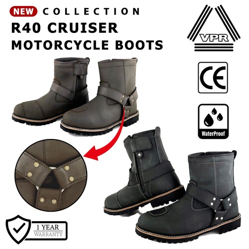 Vpr leather motorcycle boots - leather,