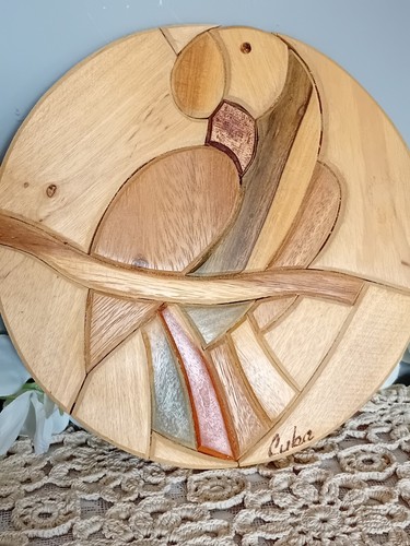 Old round wooden decorative - old,