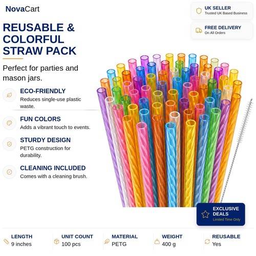 Colored crystal straws 100 - straws,