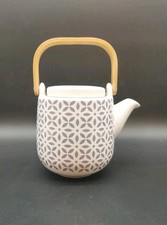 Cha & Co Ceramic Japanese styled  Bamboo Handle Teapot With Infuser Tea Pot