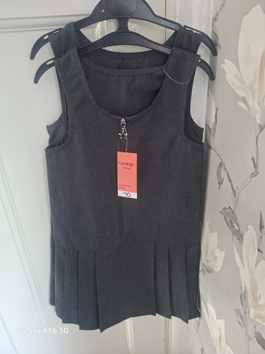 Grey school pinafore dress - , x2