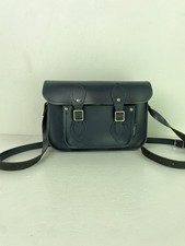 Zatchels Navy Leather Plain Satchel Crossbody Buckle Fastening Bag M