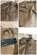 Brand New ASOS Viral Sold Out Faux Leather Tan Brown Collared Jacket Size L