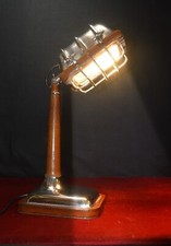 mid-century 1970s leather & chrome plated metal industrial designer utility lamp
