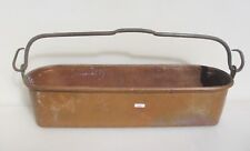 Antique Copper Pan Fish Kettle Poacher Trough Tub Old Iron Handle Pot 24"L