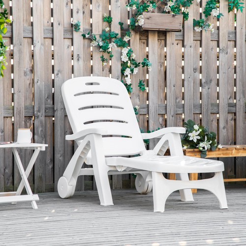 Folding outdoor plastic chaise - folding,